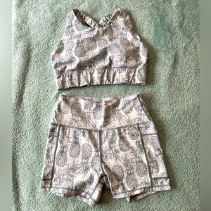 Love Fitness Pineapple Bra and Pocket Short set.